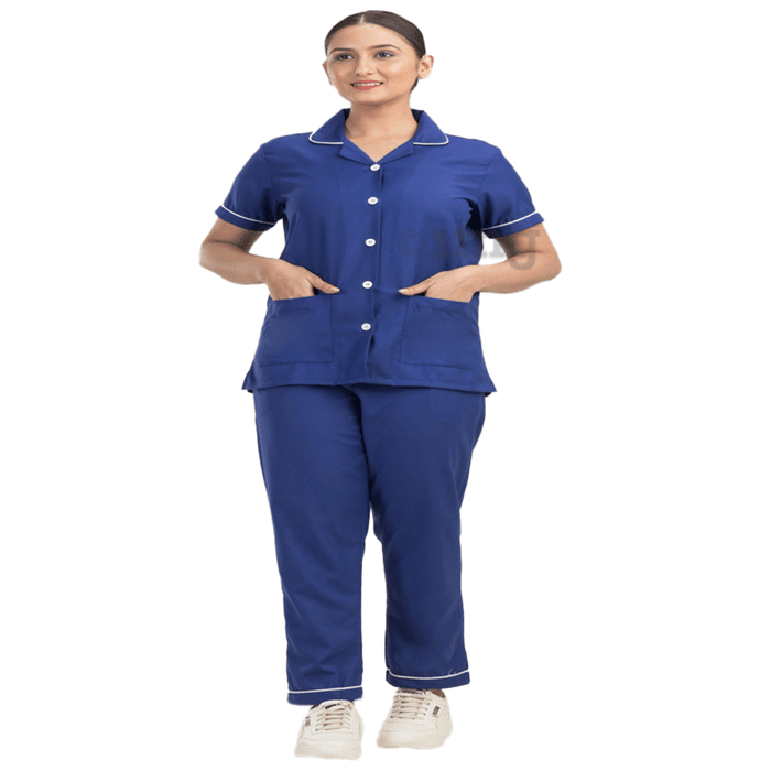 Agarwals Nurse Uniform Softn Comfy Pure Viscose Cotton Royal Blue Small