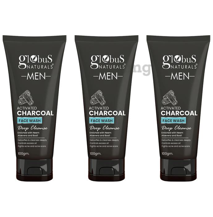 Globus Naturals Men Activated Charcoal Face Wash(100gm Each)