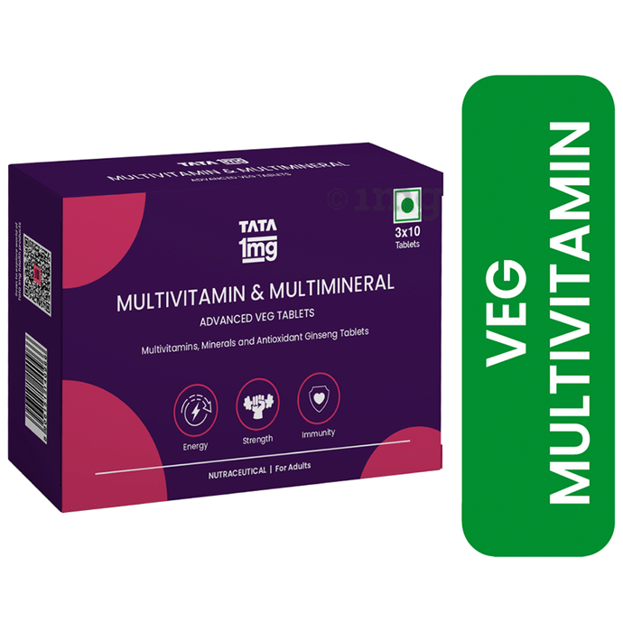 Tata 1mg Multivitamin Veg Tablet with Multimineral for Immunity, Energy and Daily Wellbeing (10 Tablet Each)