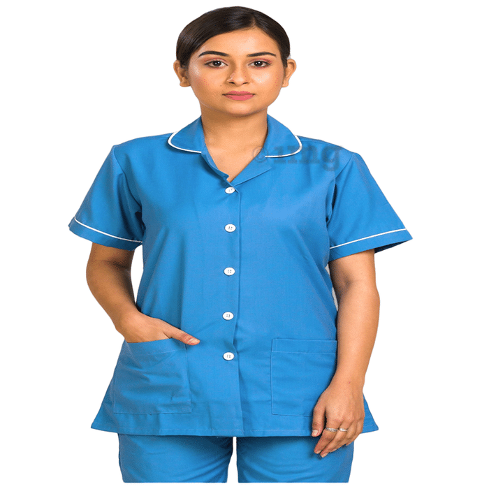 Agarwals Nurse Uniform Softn Comfy Pure Viscose Cotton Sky Blue XXL