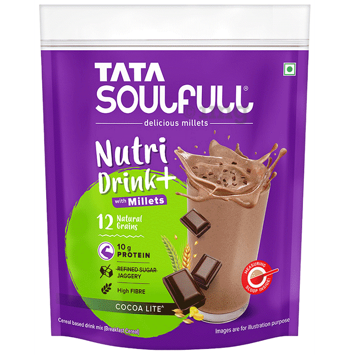 Tata Soulfull With Millets, Almond Flavour, NO Added Refined Sugar, Breakfast Cereal Mix Cocoa Lite