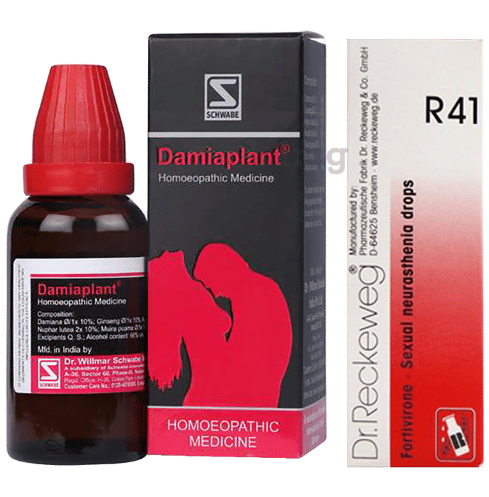 Combo Pack of Dr. Reckeweg R41 Sexual Neurasthenia Drop (22ml) & Dr Willmar Schwabe India Damiaplant Drop (30ml)