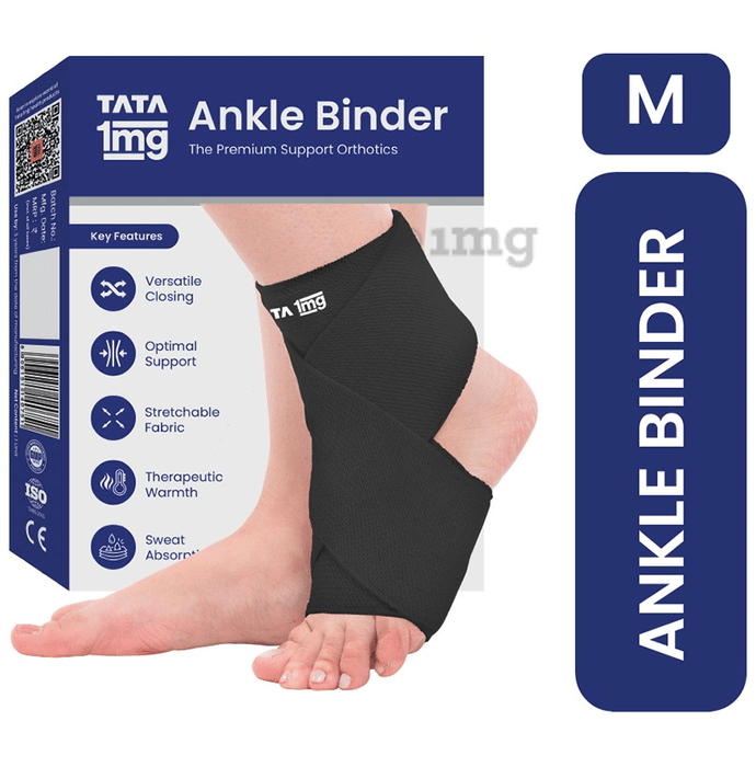 Tata 1mg Ankle Binder, Ankle Support for Pain Relief, Injuries and Inflammation, Ankle Protection Guard Post Cast Care and Post Operation Medium