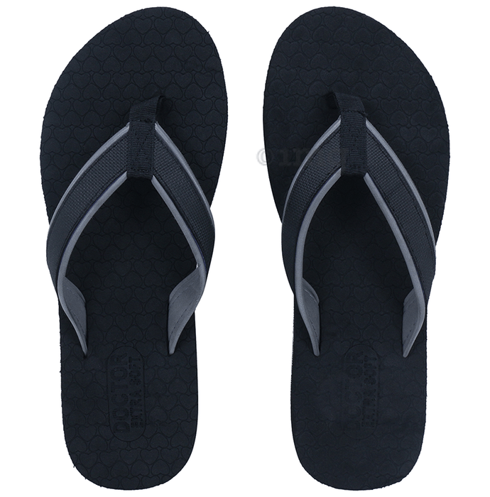 Doctor Extra Soft D 3 Women's Slippers with Bounce Back Technology Orthopaedic and Diabetic MCR Anti-skid Cushion Comfort Black Grey 4
