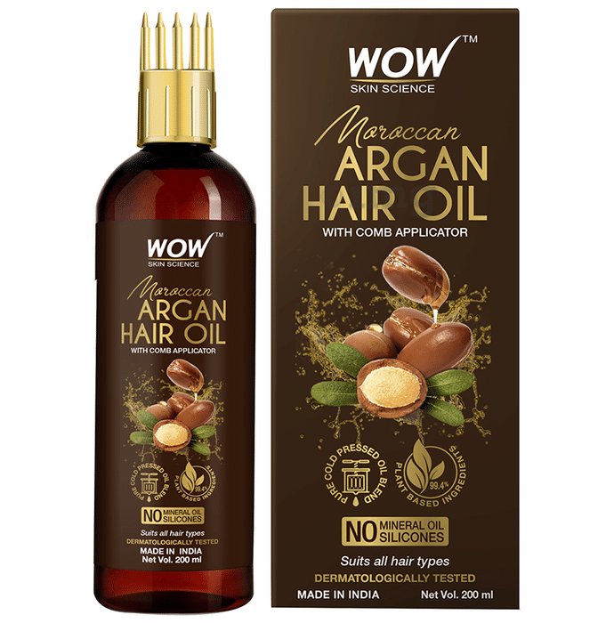 WOW Skin Science Moroccan Argan Hair Oil with Comb Applicator