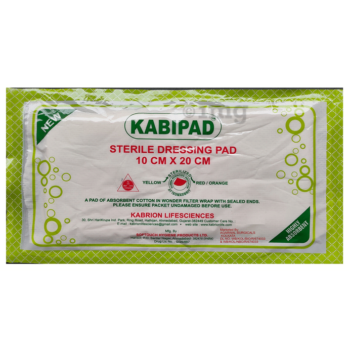Agarwals Kabiron Kabipad Premium Combine Sterile Dressing Surgicals Pad 10cm x 20cm