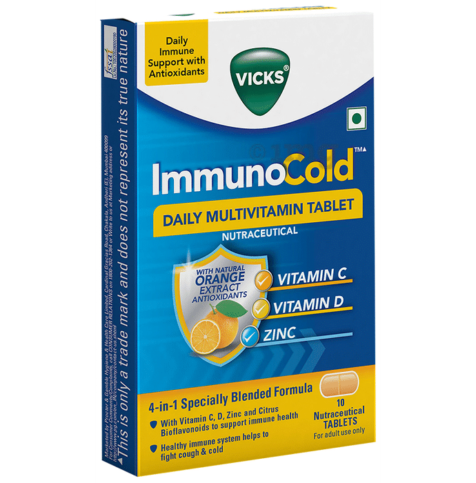 Vicks ImmunoCold Daily Multivitamin with Zinc for Immunity | Fights Cough & Cold | Tablet