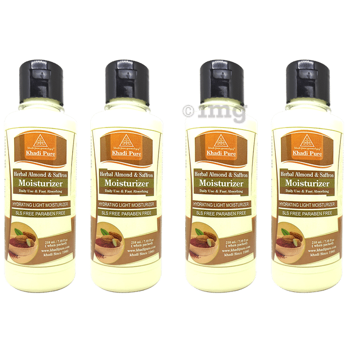 Khadi Pure Herbal Almond & Saffron SLS and Paraben Free Moisturizer (210ml Each)