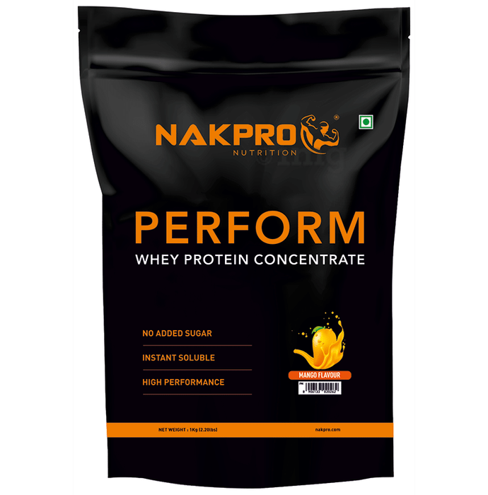Nakpro Nutrition Perform Whey Protein Concentrate for Muscle Recovery | No Added Sugar | Flavour Mango