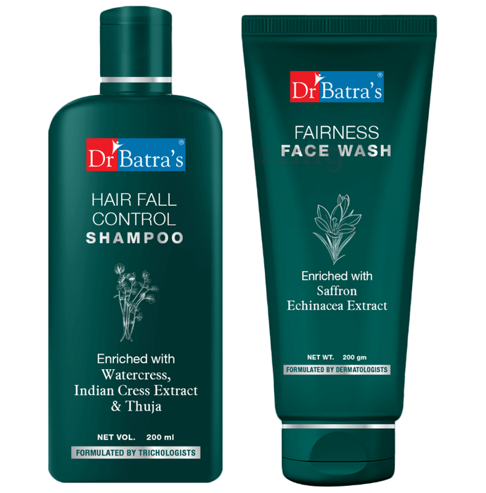 Dr Batra's Combo Pack of Hair Fall Control Shampoo 200ml  and Fairness Face Wash 200gm