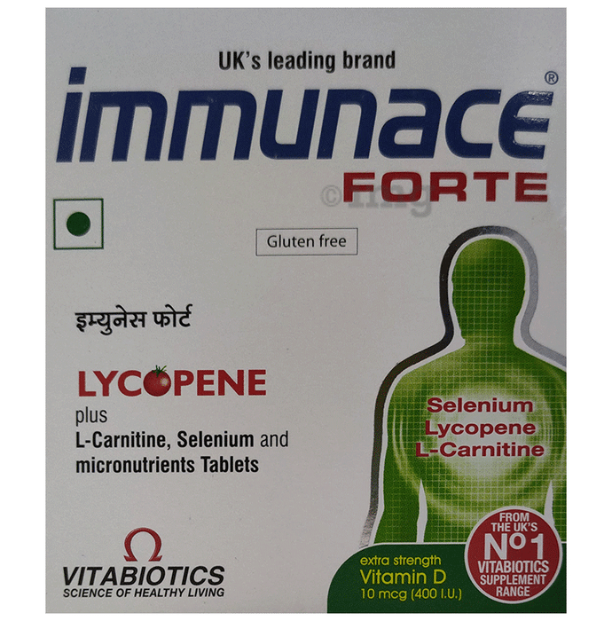 Immunace Forte Tablet with Lycopene+L-Carnitine, Vitamin D (400 IU) | For Immunity Tablet Gluten Free