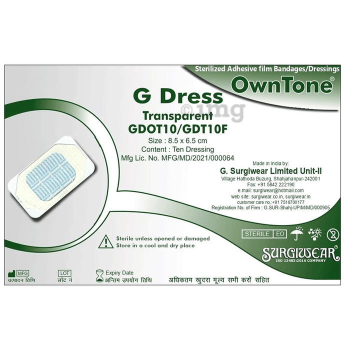 Surgiwear GDOT10 / GDT10F OwnTone G Dress Transparent (Without Pad) 8.5 X 6.5 cm