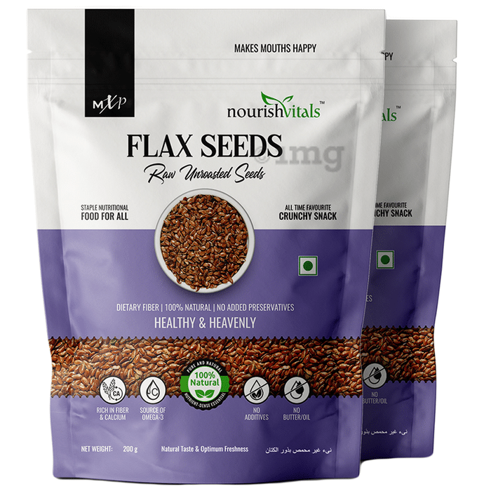 NourishVitals Raw Unroasted Flax Seed (200gm Each)
