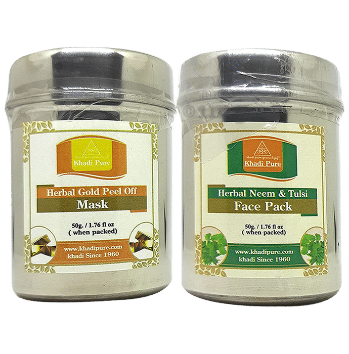 Khadi Pure Combo Pack of Herbal Gold Peel Off Mask & Herbal Neem