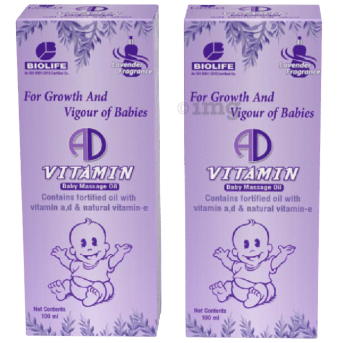 Biolife AD Vitamin Baby Massage Oil (100ml Each)