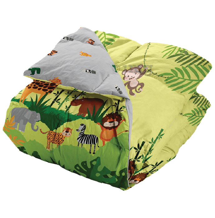 Polka Tots Kids Comforter Baby Blanket and Reversible Quilt 2 Way Jungle-Dark Blue