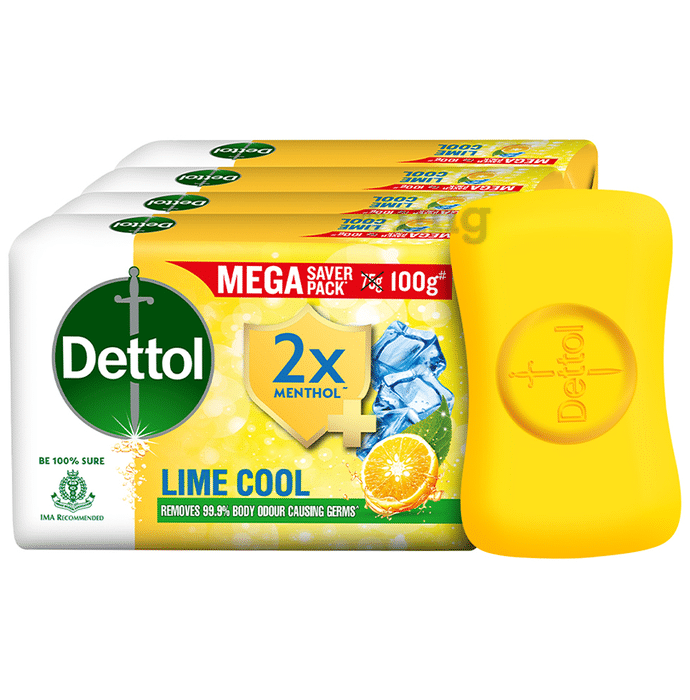 Dettol 2x Menthol Lime Cool Mega Saver Pack of Bathing Soap Bar (100gm Each)