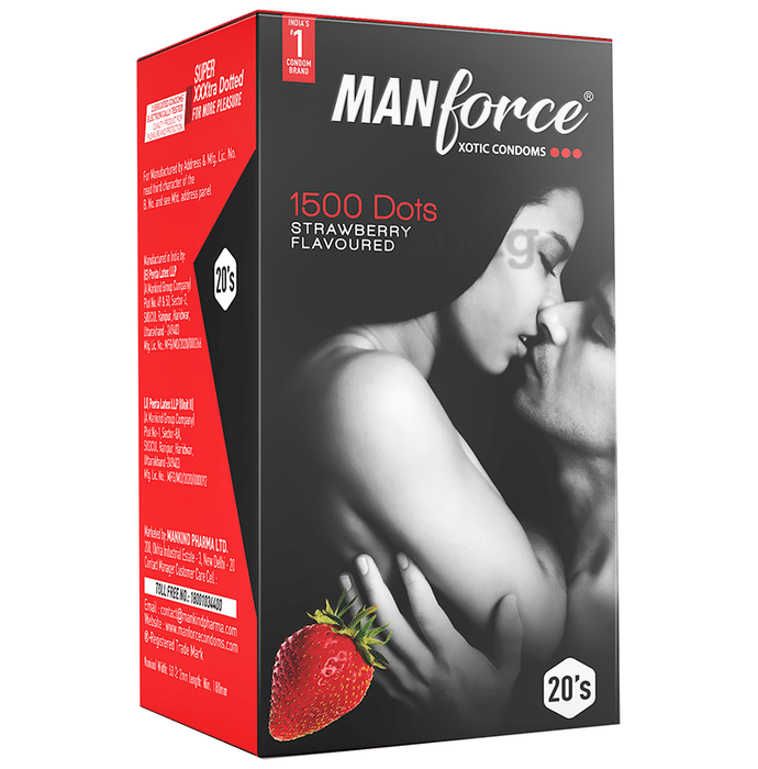Manforce 1500 Dots Xotic Condom Strawberry