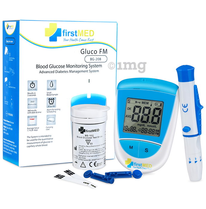 Firstmed BG-208 Sugar Testing Glucometer with 50 Strips & 50 Lancets