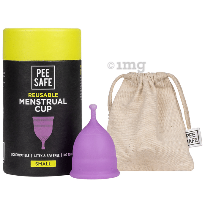 Pee Safe Reusable Menstrual Cup with Medical Grade Silicone for Women Small Purple