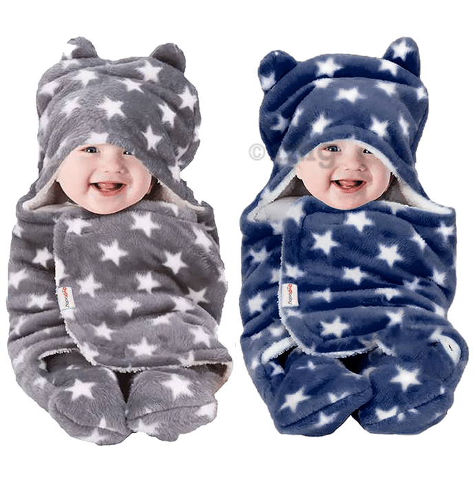 Oyo Baby Blanket Wrapper Sleeping Bag Star Dark Blue & Star Grey