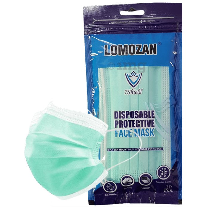 7 Shield 3 Ply Disposable Protective Face Mask Green