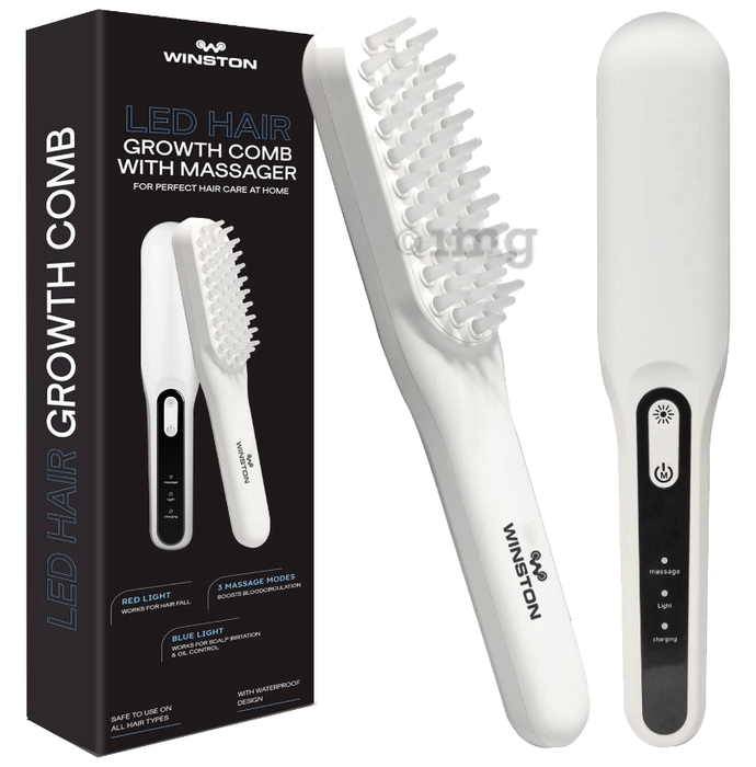 Winston LED Hair Growth Comb with Massager White