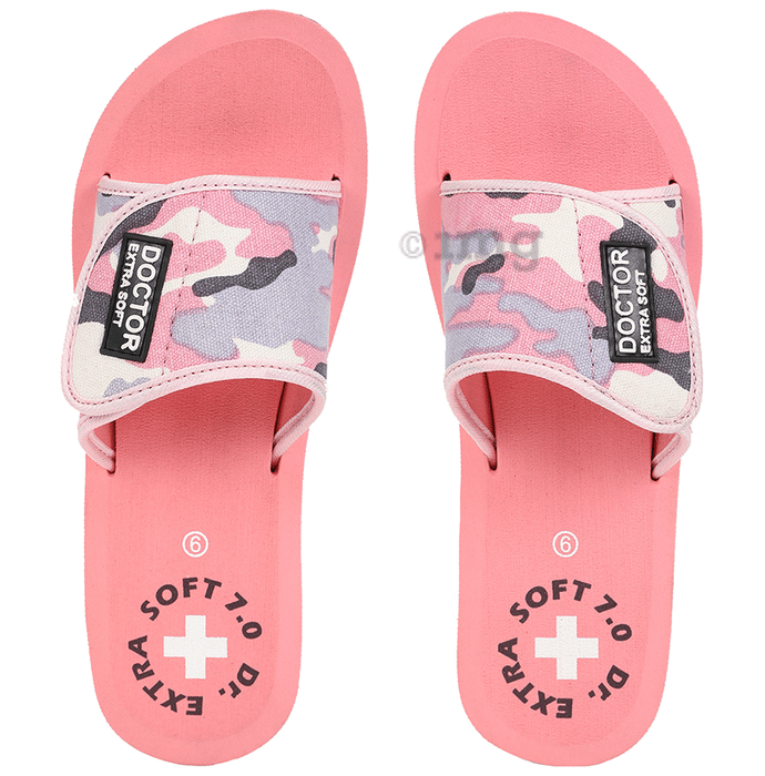 Doctor Extra Soft D 54 Women's Camo Care Orthopaedic and Diabetic Adjustable Strap Slipper Pink 10