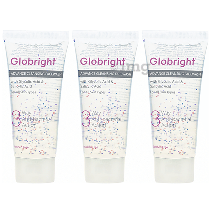 Globright 3 Way Anti-Bacterial Action Advance Cleansing Facewash (100ml Each)