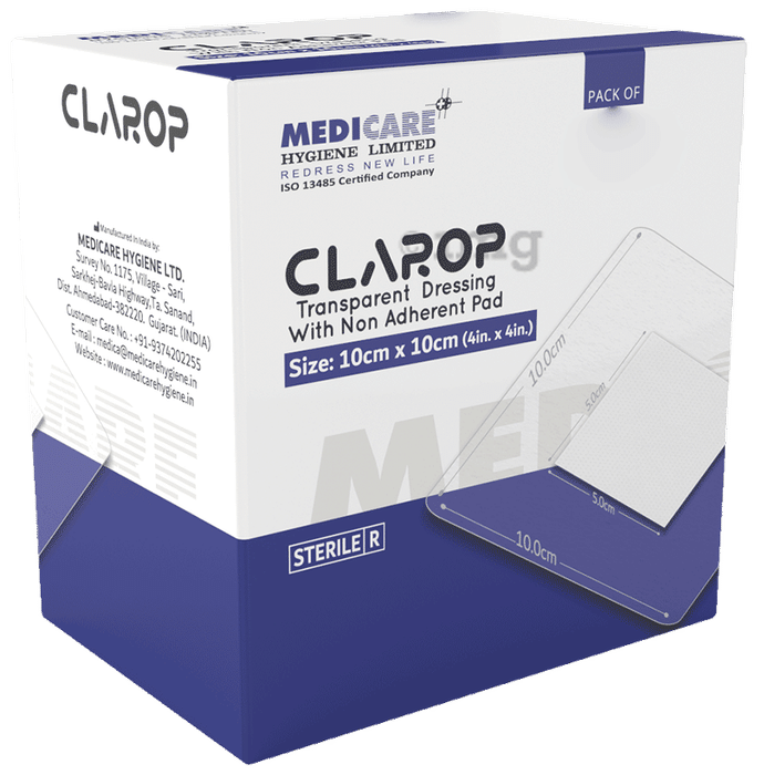 Medica Clarop Transparent Dressing with Non Adherent Pad 10cm x 10cm