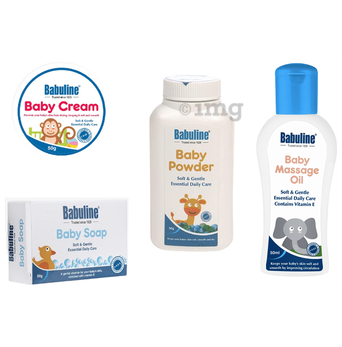 Babuline Complete Baby Care Kit (Massage Oil 50ml, Soap 50gm, Cream 50gm, Powder 50gm)