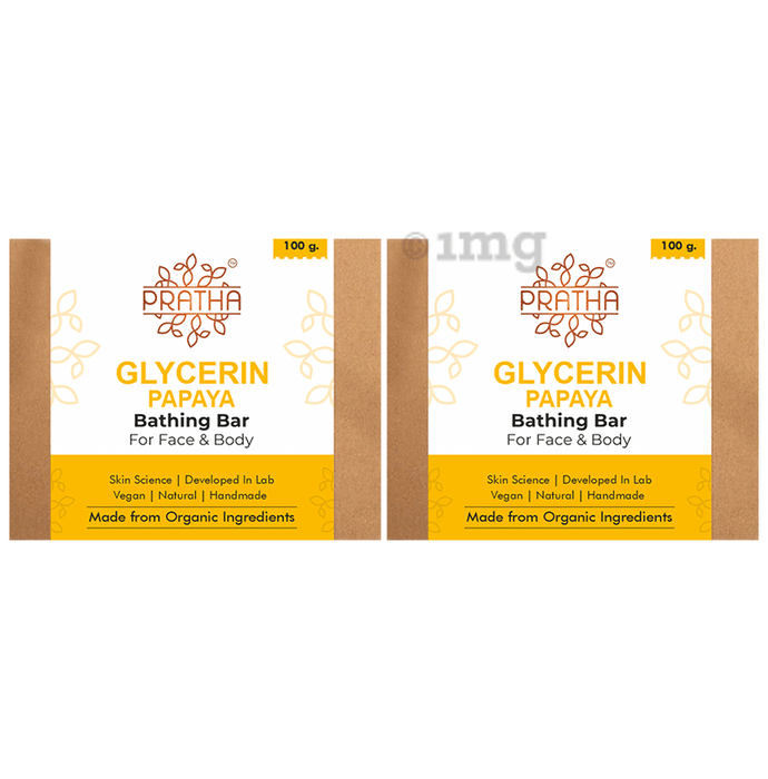Pratha Glycerin Papaya Bathing Bar for Face & Body (100gm Each)