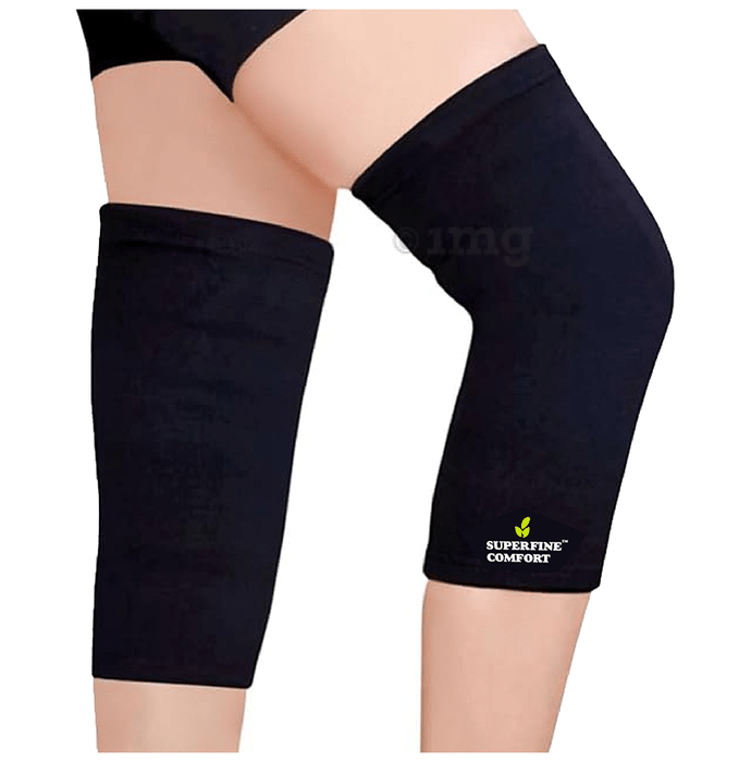 Superfine Comfort Knee Cap Support for Joint Pain, Arthritis, Sports, Gym, Running and Injury Black XL