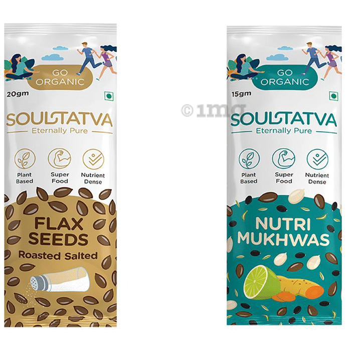 Soultatva Combo Pack of Flax Seeds Roasted Salted 20gm & Nutri Mukhwas 15gm (6 Each)