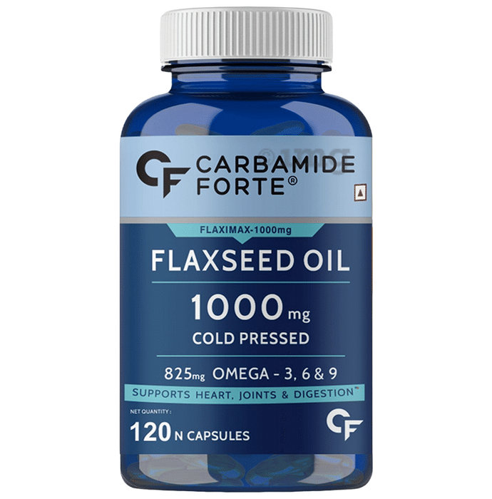 Carbamide Forte Cold Pressed Flaxseed Oil 1000mg | With Omega 3,6 & 9 | Softgel Capsule for Heart, Joints & Digestion