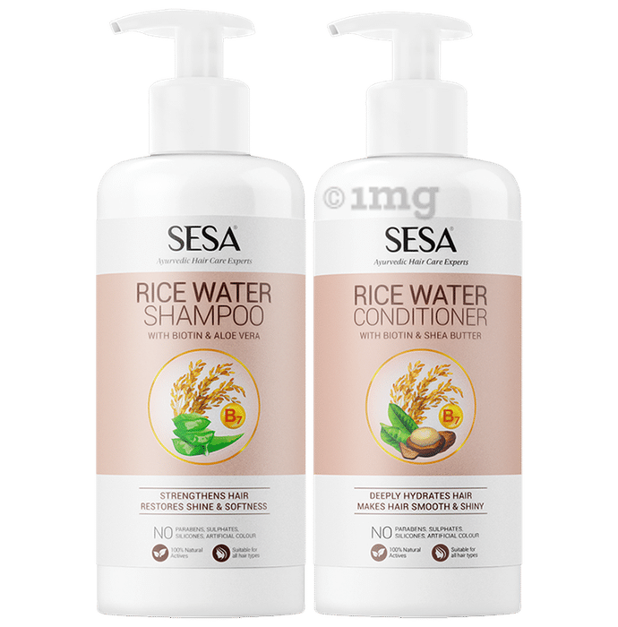 Sesa Rice Water Hair Smoothening Combo of Rice Water Shampoo and Rice Water Conditioner (300ml Each)