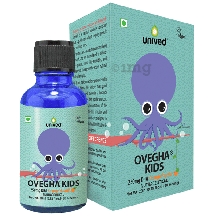 Unived Ovegha Kids 250mg DHA, Vegan Omega 3 DHA Orange