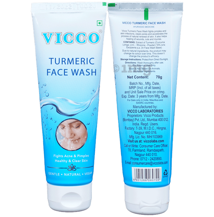 Vicco Turmeric Face Wash for Clear Skin | Helps Manage Acne & Pimples