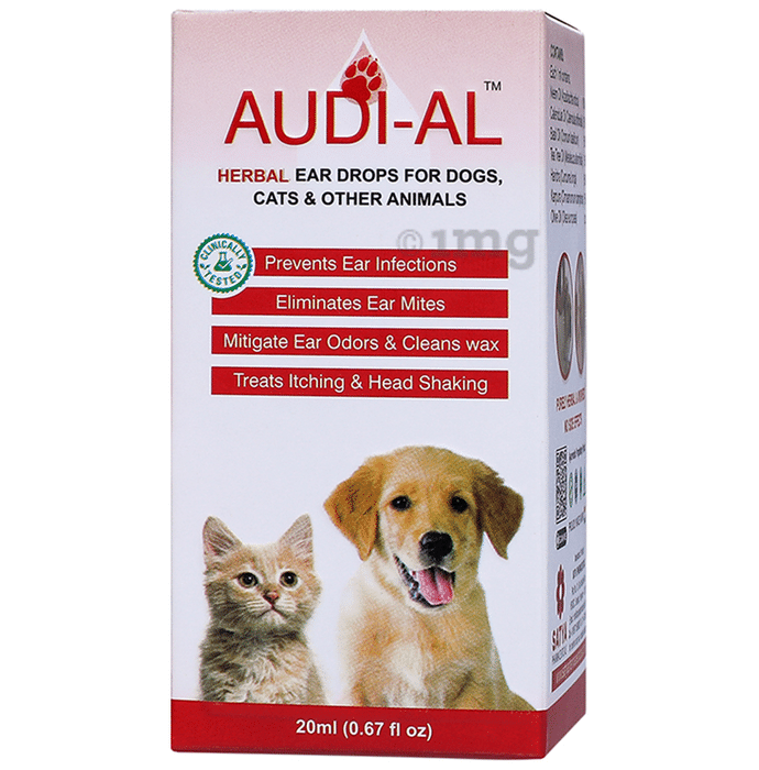 Audi-Al Herbal Ear Drops for Dogs, Cats & Other Animals