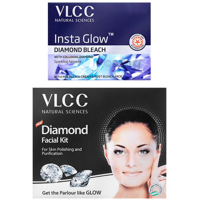 VLCC Combo Pack of Diamond Single Facial Kit (60gm) & Insta Glow Diamond Bleach (30gm)