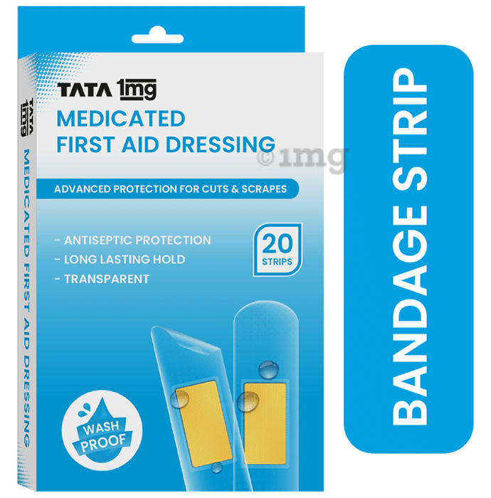 Tata 1mg Medicated First Aid Dressing - Washproof, Bandages Pack of 20