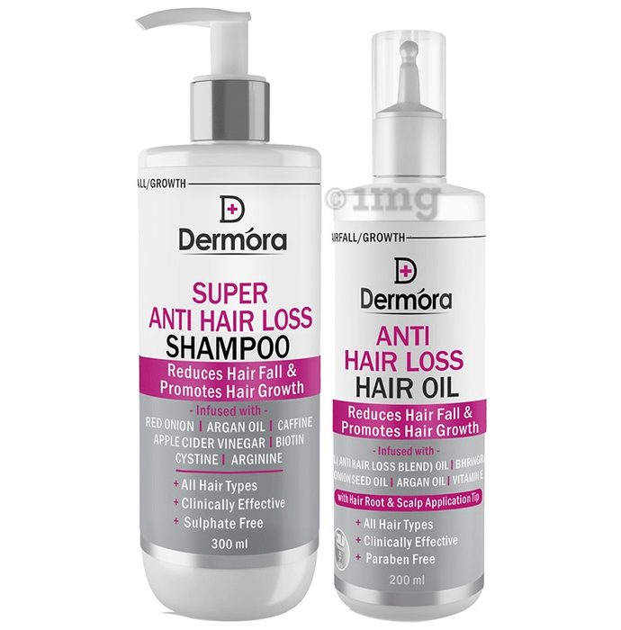 Combo Pack of Dermora Super Anti Hair Loss Shampoo 300ml and Anti Hair Loss Hair Oil 200ml