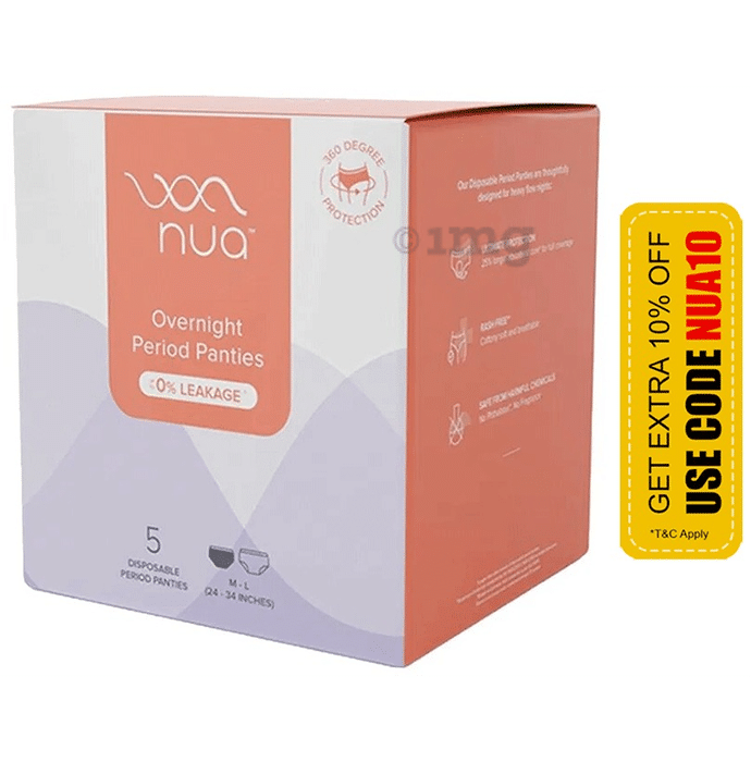 Nua Overnight Disposable Period Panties with 0% Leakage for Women M-L