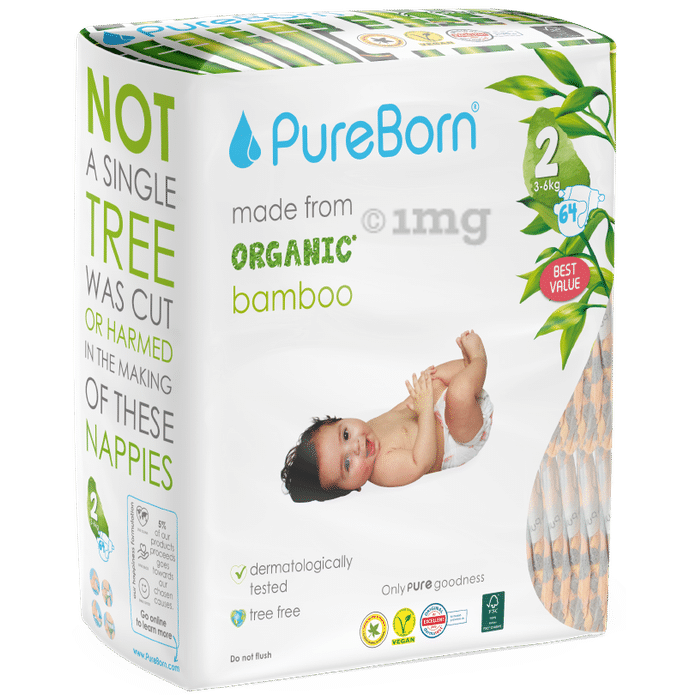 PureBorn Organic Bamboo Nappies | Size 2