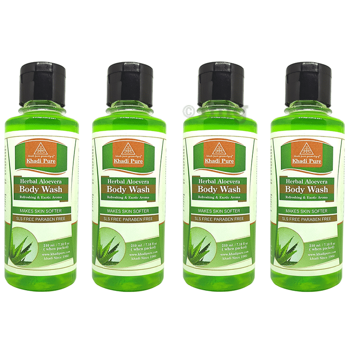 Khadi Pure Herbal Aloevera Body Wash (210ml Each) SLS & Paraben Free