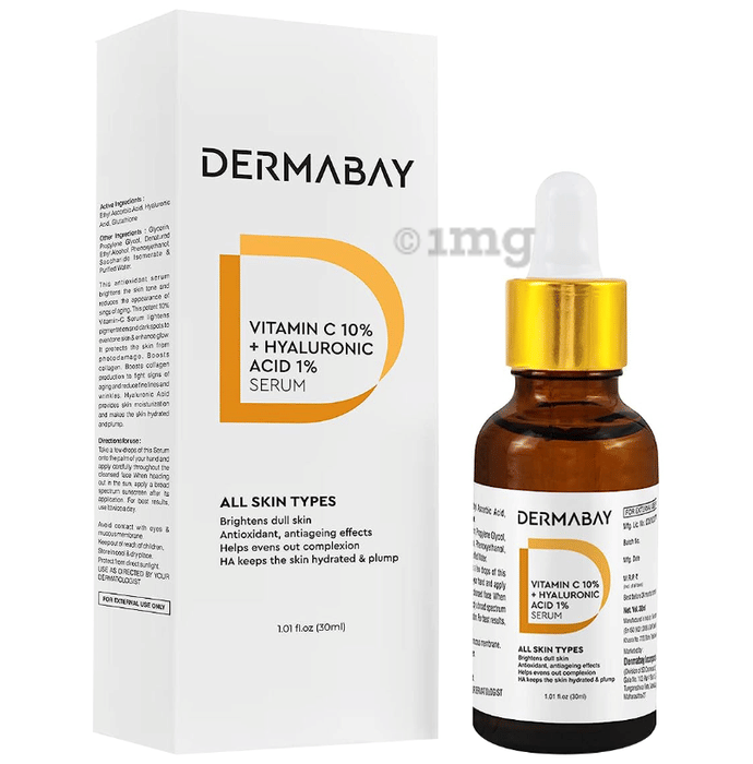 Dermabay Vitamin C 10 + Hyaluronic acid 1 Serum Buy bottle of 30.0