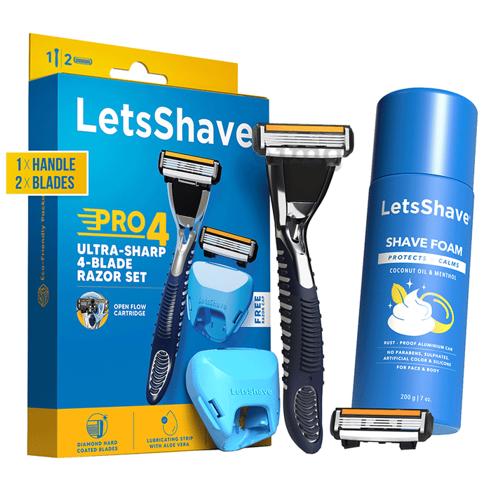 LetsShave Pro 4 Razor Trial Shaving Kit for Men Kit