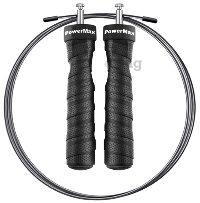 Powermax Fitness JS 3 Exercise Speed Jump Rope with Adjustable Cable Black