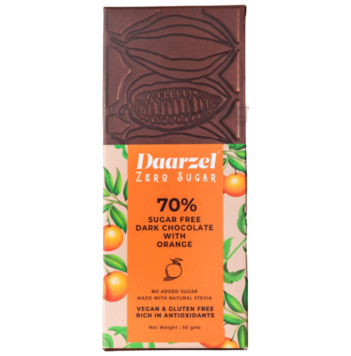 Daarzel Zero Sugar 70% Sugar Free Dark Chocolate with Orange