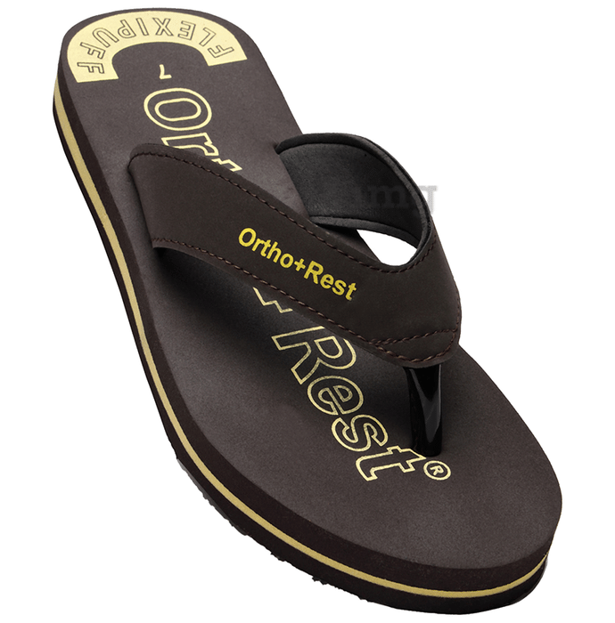 Ortho + Rest Men Slipper Orthopedic Super Soft, Lightweight and Comfortable Flip Flops for Home Daily Use Brown 10